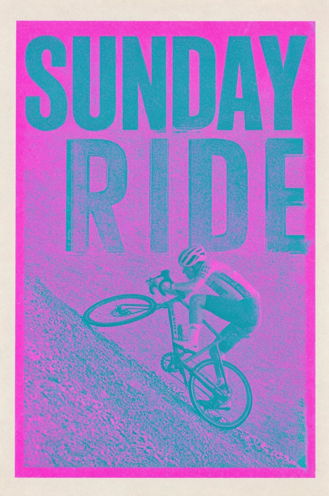 Risograph poster reading SUNDAY RIDE